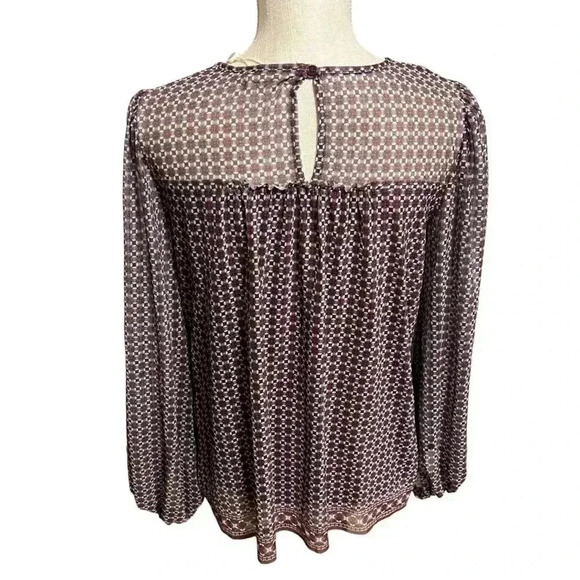 Women’s Max Studio Mesh Blouse Shirt•NWT•Size S•Rust,Yellow,Cream and Gr… - Picture 2 of 6